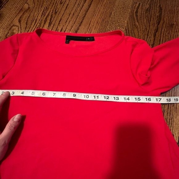Porto | Red 3/4 Sleeve Blouse Curved Hem‎ Sz 0/US 4 - Picture 5 of 7